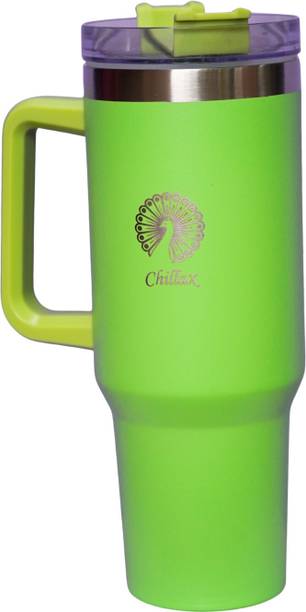 Chillax Stainless Steel Tumbler with Lid and Dual Straws Stainless Steel Tumbler