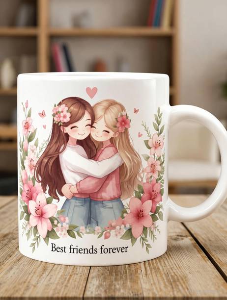 Haniza BEST FRIEND FOREVER Printed Ceramic Ceramic Coffee Mug