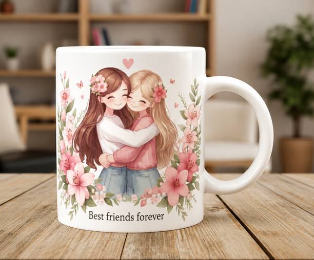 Haniza BEST FRIEND FOREVER Printed Ceramic Ceramic Coffee Mug