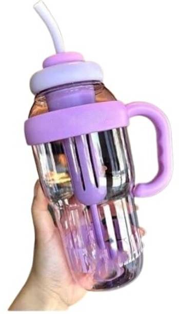 Navmi Ice Cream Themed Fruit Infuser Detox Sipper Bottle – Reusable Sipper with Straw Plastic Tumbler
