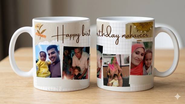 drcgifthub Happy Birthday 3 Photo, 3 Photo, Birthday Photo, Ceramic Coffee Mug