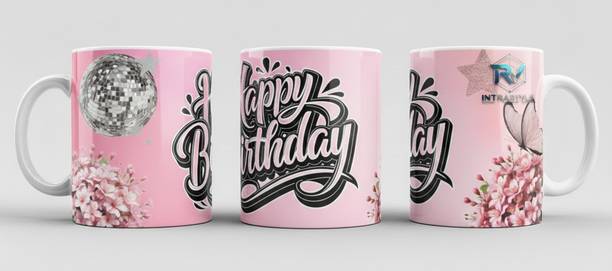 RRV INTRASTYLE RRV_INTRASTYLE Happy Birthday Ceramic Coffee Ceramic Coffee Mug