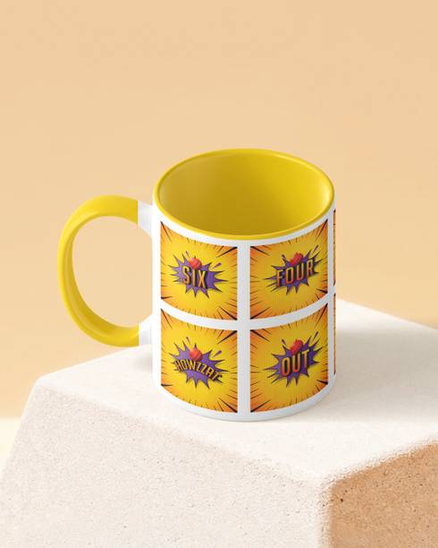 TwoNine Cricket Cheer Out Loud Duotone Yellow White Printed Coffee Ceramic Coffee Mug