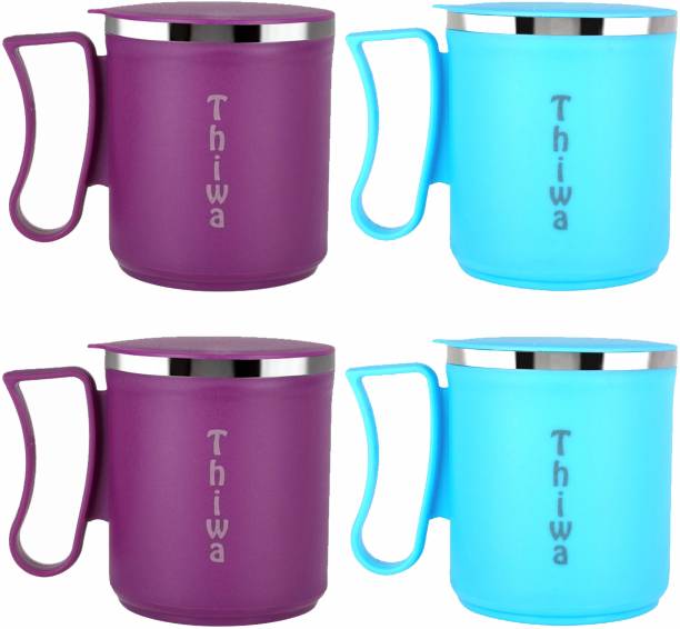 Thiwa Double Wall coffee mug stainless steel Couple Coffee Cup for Husband coffee mug Plastic, Stainless Steel Coffee Mug