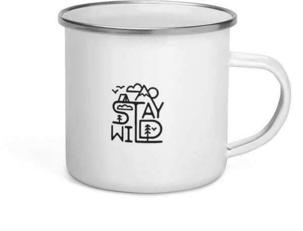 MANIACdesigner Steel White Enamel Travel 350ml – Durable Adventure Camping Cup Stainless Steel Coffee Mug