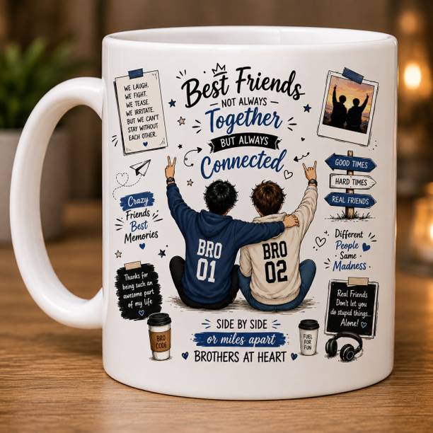 Yashukraft Best Friends NOT ALWAYS Together | cup, Tea,mug | Friends, Bro,Brother,GIft Ceramic Coffee Mug