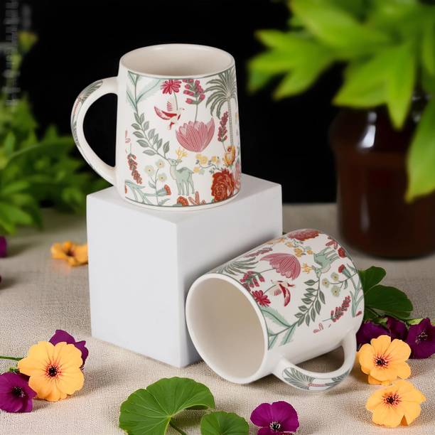 Serv-o-Best Ceramic Tea Coffee Cups Set of 2 – Floral Print Chais Small Tea Cups Ceramic Coffee Mug