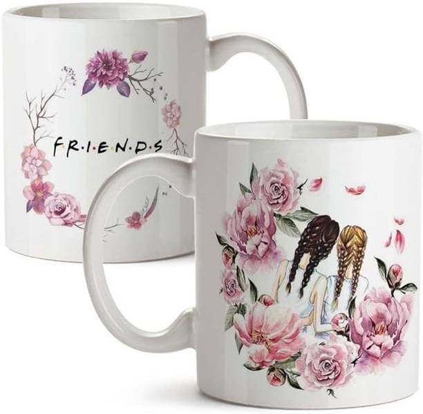 NAKSH Funny Bestie with Friendship Quotes Printed 325 ml Ceramic Coffee Ceramic Coffee Mug