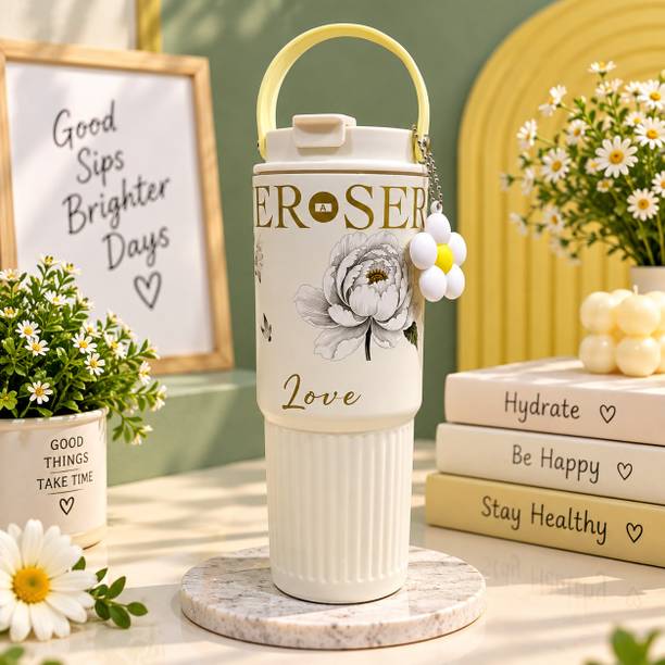 stanle Floral Printed Coffee Tumbler with Handle Travel for Women & Girls Stainless Steel Tumbler