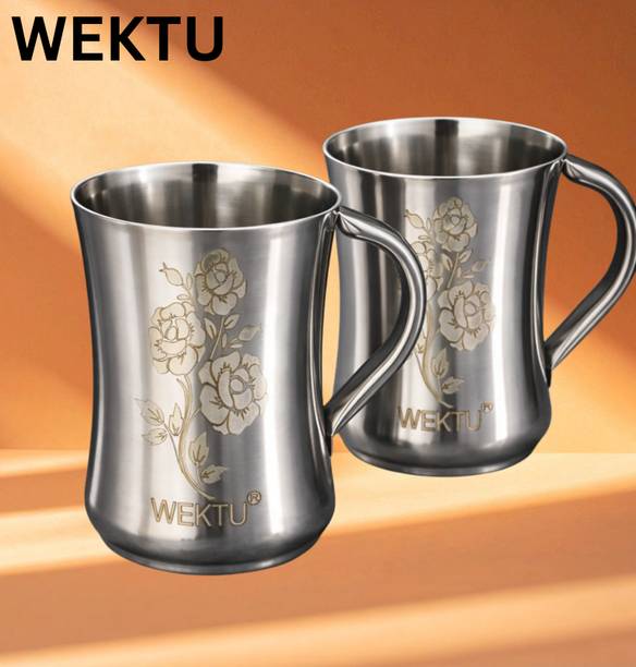WEKTU 500ml LASSI MUG / 500ml DAMRU CUP /500ml DAMRU GLASS SET OF 2 PCS/31 Stainless Steel Coffee Mug