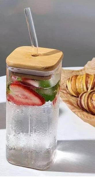 अधुनिक Square Glass Can Fruit Juice Milk Sipper Tumbler ग्लास मग