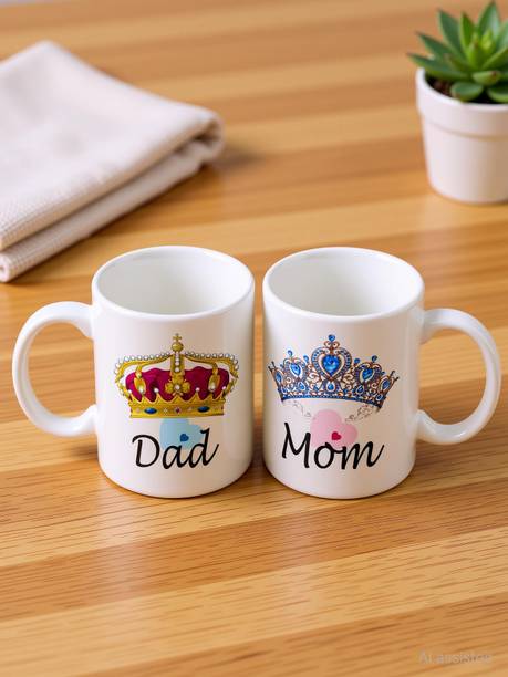 JAIPURART MOM DAD Cute Design Printed Best Gift For MOM DAD Anniversary, Birthday, Fathers Day, Mothers Day etc Ceramic Coffee Mug