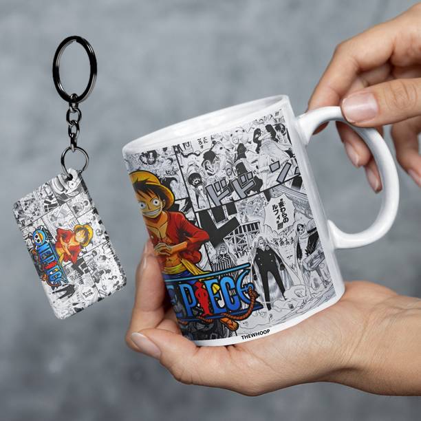 TheWhoop Anime One-Piece Luffy Combo Gift Big Cup With Keychain Ceramic Coffee Mug