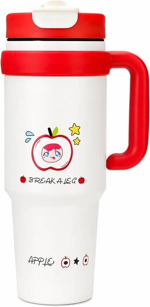 stanle Apple Print Steel Tumbler Handle Leakproof Hot Cold Bottle 1000 ml Stainless Steel Tumbler