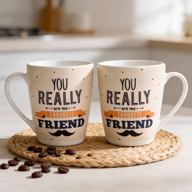 U.P.C. Mug Set of 2 | Printed | Lightweight & Durable| Ideal for Home & Office Bone China Coffee Mug