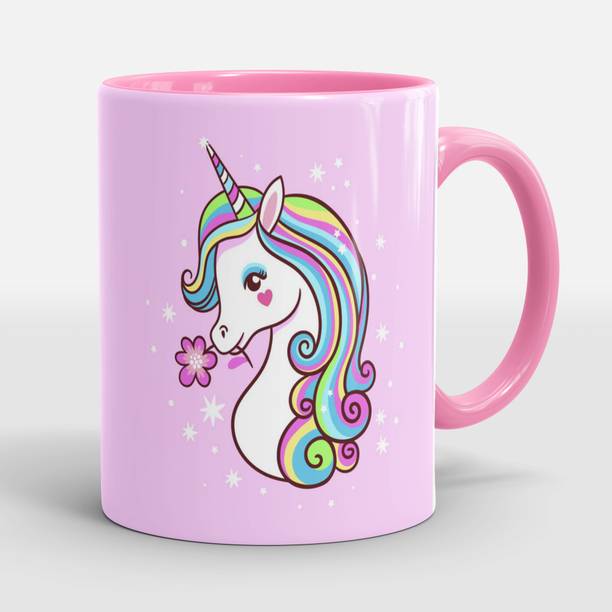PARTHMUGS Cute Unicon Printed ceramics 330ML Ceramic Coffee Mug