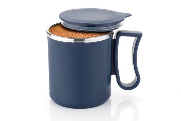 OFFYX Stainless Steel Tea Cup Stainless Steel Coffee with Lid (300 ml) (Grey) Stainless Steel Coffee Mug