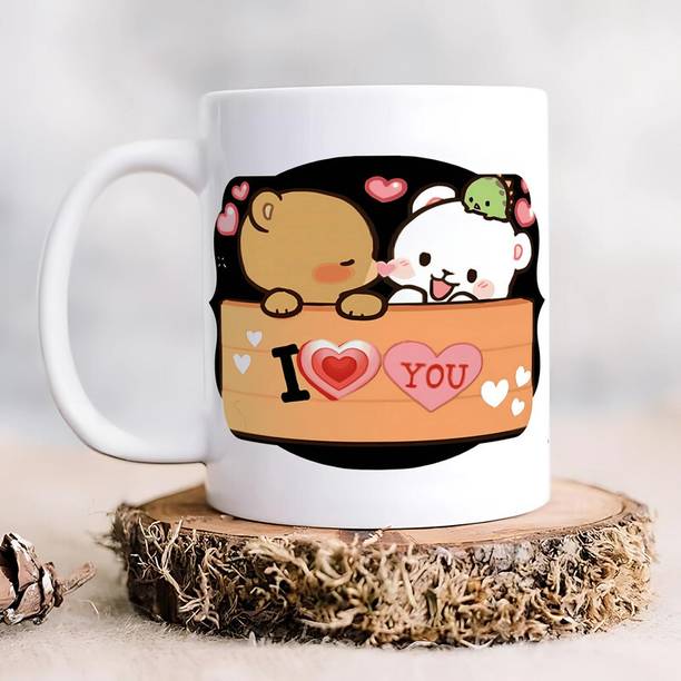 Udaygalleries I Love You Printed Coffee Cup for Valentines Day Bubu Dudu CoupleM_55 Ceramic Coffee Mug