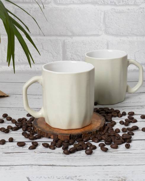Ariane Grey Hexagon Handmade Irish Coffee Tea & Beers, Set of 2 Ceramic Coffee Mug