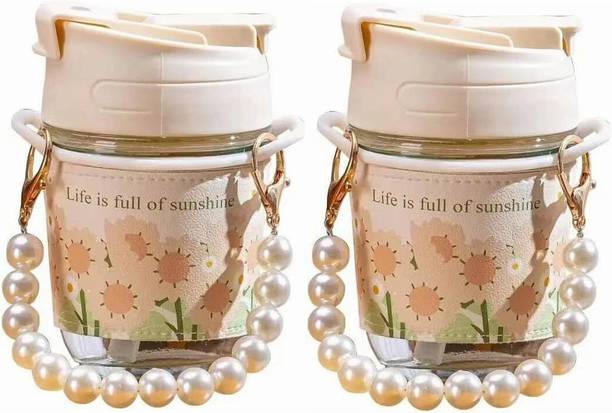AANZIA PACK OF 2_Moti_Glass 0.2 Glass Coffee (350 ml, Pack of 2) Glass Coffee Mug
