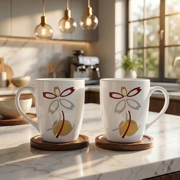 U.P.C. Premium Bone China Ceramic Set of 2 | Microwave & Dishwasher Safe Ceramic Coffee Mug