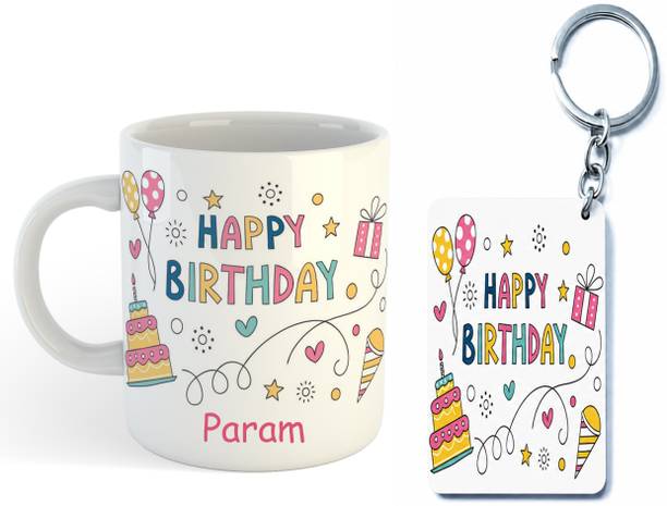 UNIARAWALAS Happy Birthday Param Coffee With KeyChain Ceramic Coffee Mug