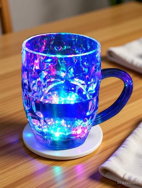 Shopjamke Inductive Rainbow Color Cup LED Flashing 7 Color Changing Light. Pour Water or Tea, Lighting Cup, Easy battery replace Glass (250 ml) Glass Beer Mug