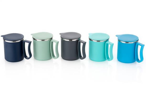 मैजिक स्पून Stainless Steel Coffee(300 ml) (Pack of 5) (Multicolour) स्टेनलेस स्टील मग