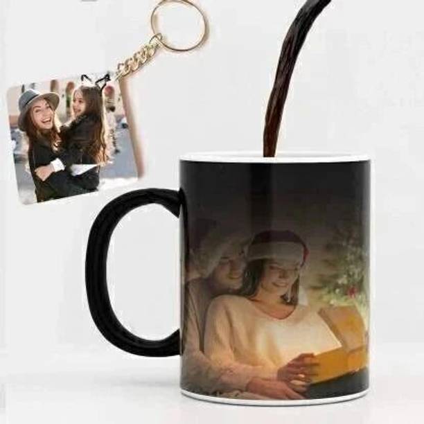beautric Ceramic Photo Black Magic 1 Keychain and 1 Ceramic Coffee Mug