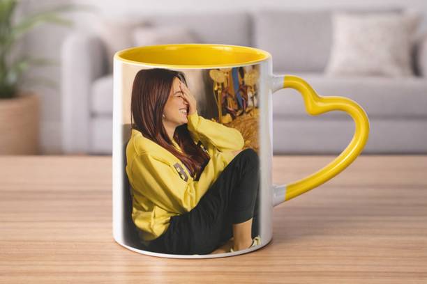 Waio gifting Solution Heart Series Personalizeds - Yellow Ceramic Coffee Mug