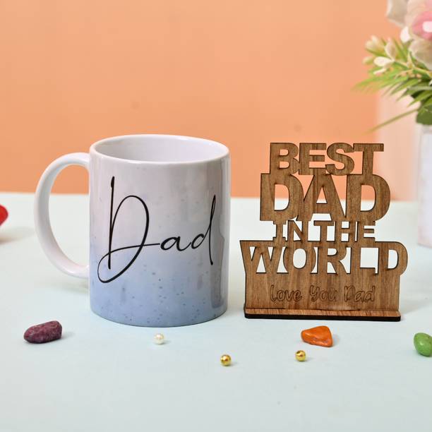 V Kraft BEST DAD EVER CoffeeMug & wooden showpiece, Birthday, FATHER'S Day,anniversary Ceramic Coffee Mug