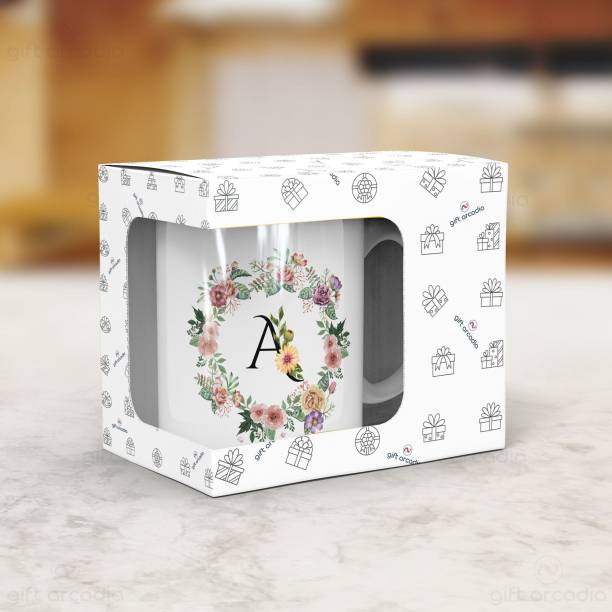 Gift Arcadia Letter A Flower Alphabet CoffeeMug | Best Gift for your Loved Once on their Special Day Ceramic Coffee Mug