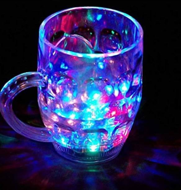 TERN Kid's Plastic Transparent Rainbow with Sparkling LED Light (250 ml (Pack of 1 Pieces )) Plastic Beer Mug