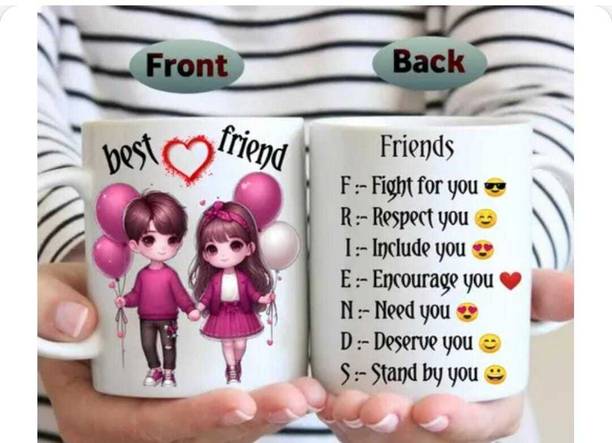 Yashukraft Best Friend Printed Ceramic Coffee mug 325ml | Ceramic Coffee Mug