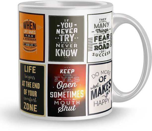 Fifth Creations Work Hard Quotes Colorful Design Printed Coffee And Tea Cup Gift for Friend, Ceramic Coffee Mug