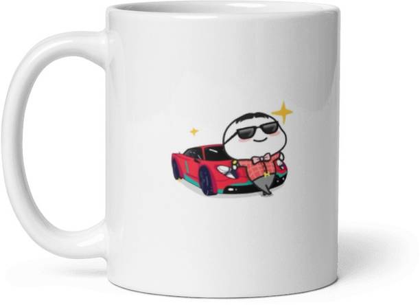 MANIACdesigner White Glossy Ceramic with Cute Cartoon DesignCoffee Cup for Kids & Adults Ceramic Coffee Mug