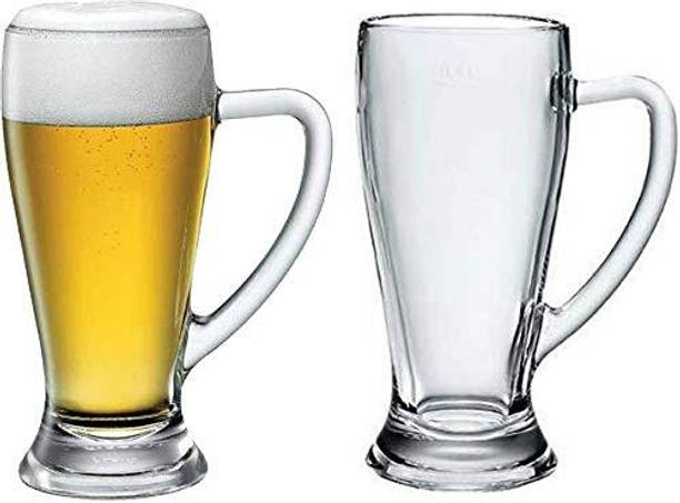GREATZON Heavy Base Round Beer Glass with Handle Glass Coffee Mug
