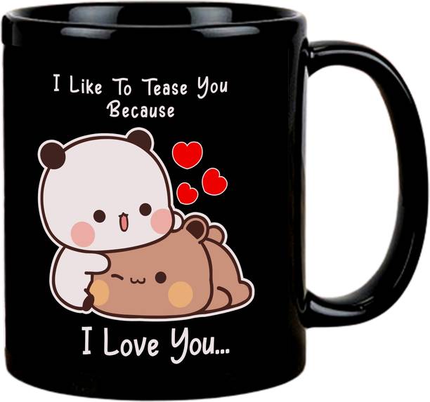 Asha Gifts Bubu Dudu Black Coffee Gift For Wife Gift For Anniversary-8 Ceramic Coffee Mug