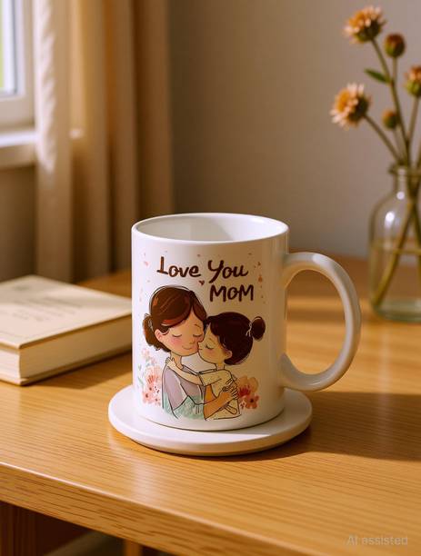 Kanak traders Love You Mom Printed Ceramic Coffee & Tea gift for mother Ceramic Coffee Mug