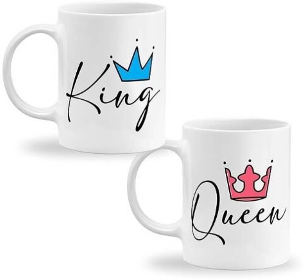 DAS ENTERPRISES King and Queen Printed Ceramic Coffee Set Ceramic Coffee Mug