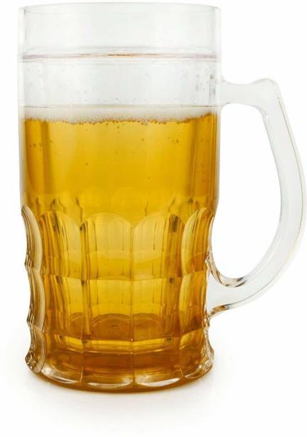 RC Gift RC's Plastic frosty Beer Double Wall Freezing Gel Inside Transparent Glass 350 ml Fake Fun Double Layer Beer for Chilled Beer & cold drinks for Long Time Plastic Beer Mug