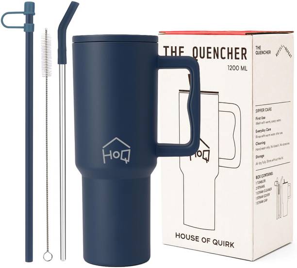 HOUSE OF QUIRK 1200-ML Stainless Steel Tumbler Hot and Cold with Handle Stainless Steel Tumbler