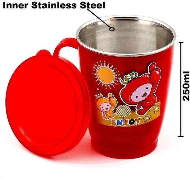 Hemil Modi Tea Time Cups 6 Pcs set Stainless Steel, Plastic Coffee Mug