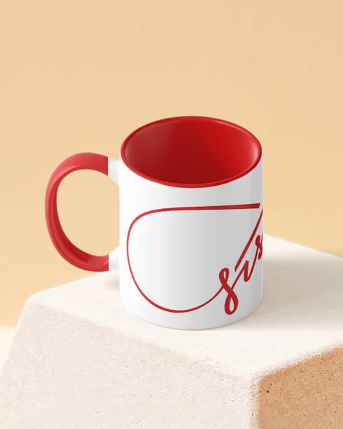 TwoNine Sisters for Infinity Duotone Red White Printed Ceramic Coffee Mug