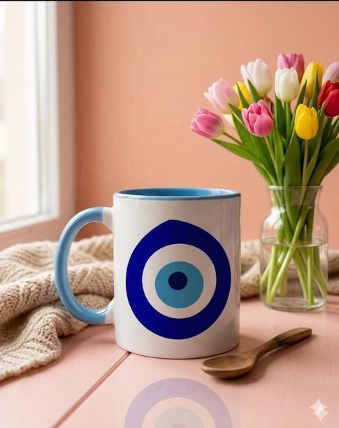 THEDECORDAZZLE Evil Eye Blue Ceramic Coffee Mug