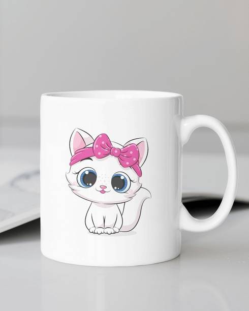 NAKSH ENTERPRISE Cute cat Animal Design HD Printed Microwave Safe Ceramic Coffee [No:131] Ceramic Coffee Mug