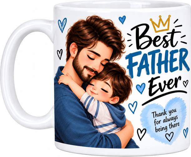 Pink Pearl Best Father Ever 330 ml Printed Ceramic Coffee Ceramic Coffee Mug