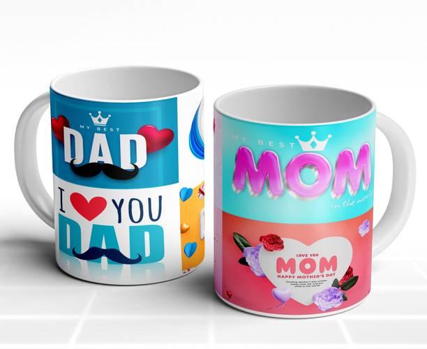 gift mafia Mom Dad Ceramic Coffee, Mummy Papa, Tea Cup RSK0010 Ceramic Coffee Mug