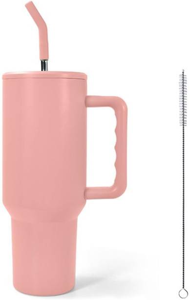 शेफरिन 1200ml Stainless Steel Tumbler with Lid and Straw Comfortable Handle प्लास्टिक मग