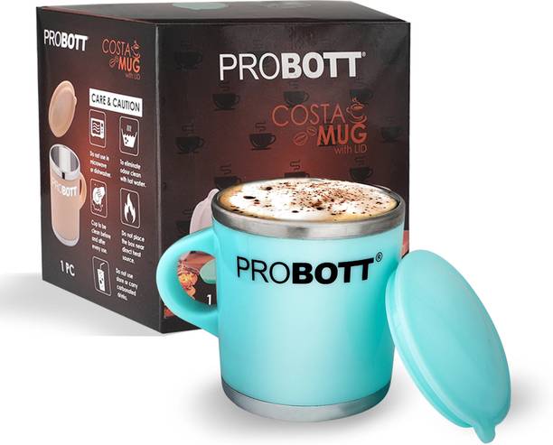 PROBOTT Costa Stainless Steel/Cup with Lid, Stylish Cup Ideal for Hot & Cold Tea Stainless Steel Coffee Mug